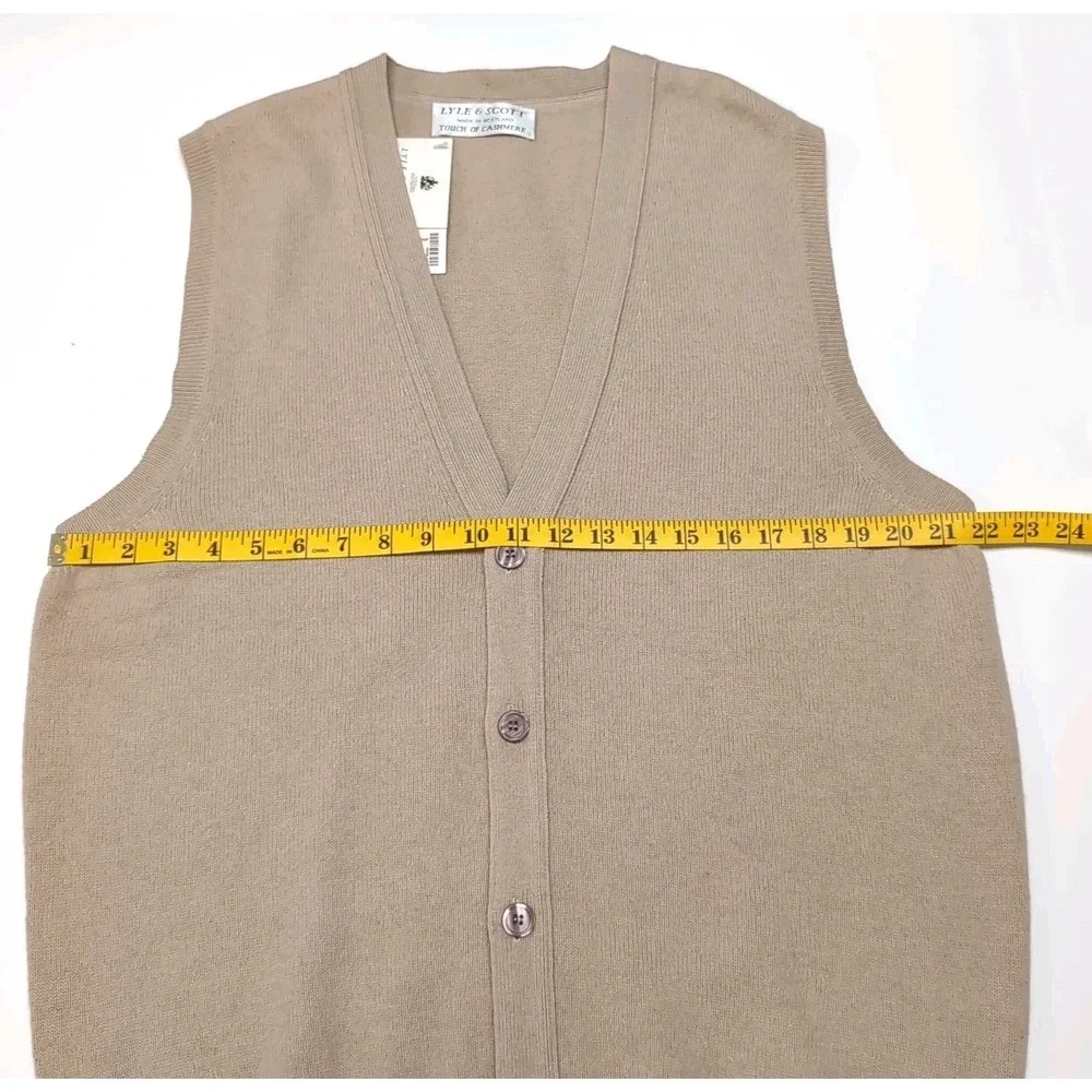 Vtg Lyle & Scott Scotland Touch of Cashmere Waistcoat Vest Mens M Parchment NWT
